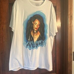 Asliyah White Graphic T-Shirt with Blue and Black Design
